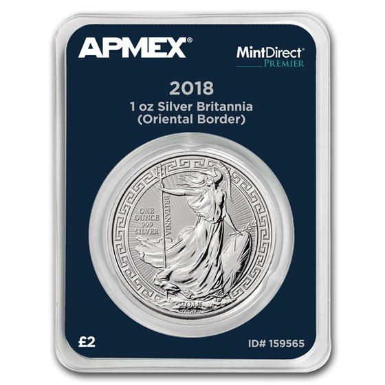 2018 1 oz Silver Britannia Oriental Border (MintDirect® Premier) 2018 1 oz Silver Britannia Oriental Border (MintDirect® Premier)
